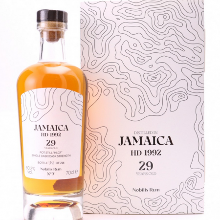 Nobilis Rum 29 Jahre Hampden HLCF 1992 Vorderseite mit Originalverpackung