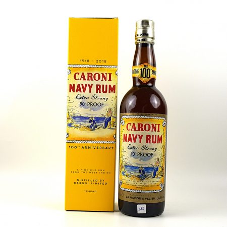Caroni Navy Rum 2000 18 Jahre Trinidad Rum Flasche Vorderseite mit Originalverpackung