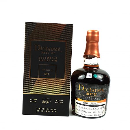 Dictador Best of 1980 38 Jahre Rum Vorderseite mit Originalverpackung/Geschenkbox