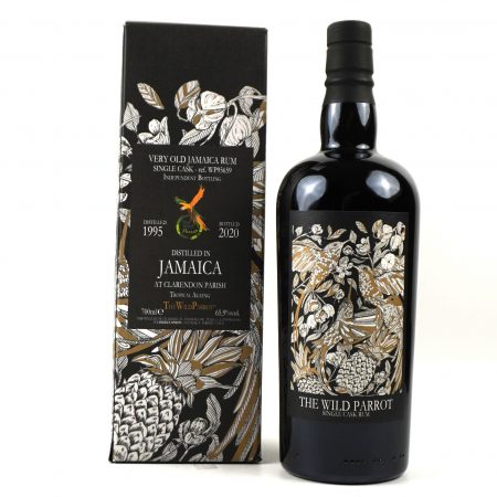 Clarendon 1995 The Wild Parrot 25 Jahre Jamaica Rum Flasche Vorderseite mit Originalverpackung