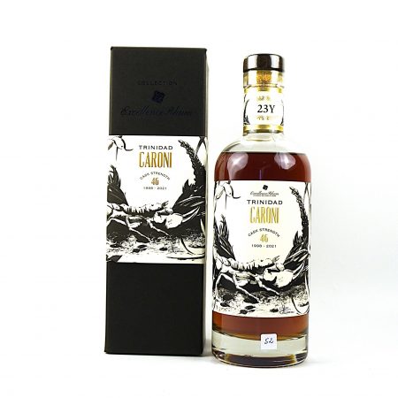 Caroni 1998 Excellence Rhum 23 Jahre Trinidad Rum Flasche Vorderseite mit Originalverpackung