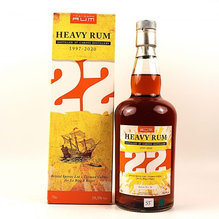 Caroni 1997 Corman Collins Le Blog a Roger 22 Jahre Trinidad Rum Flasche Vorderseite mit Originalverpackung