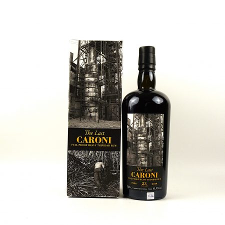 Caroni 1996 Velier The Last Caroni 23 Jahre Full Proof Trinidad Rum Flasche Vorderseite mit Originalverpackung
