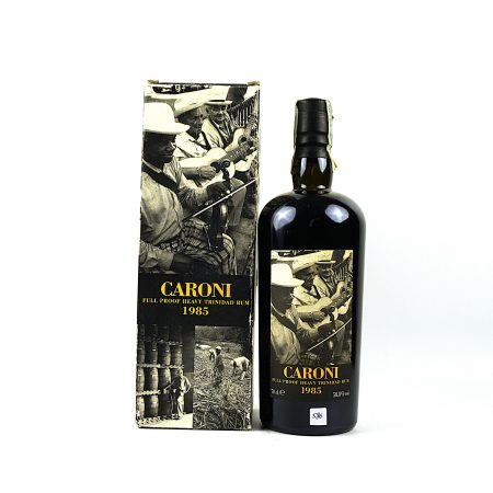 Caroni 1985 Velier Full Proof Heavy 21 Jahre Trinidad Rum Flasche Vorderseite mit Originalverpackung