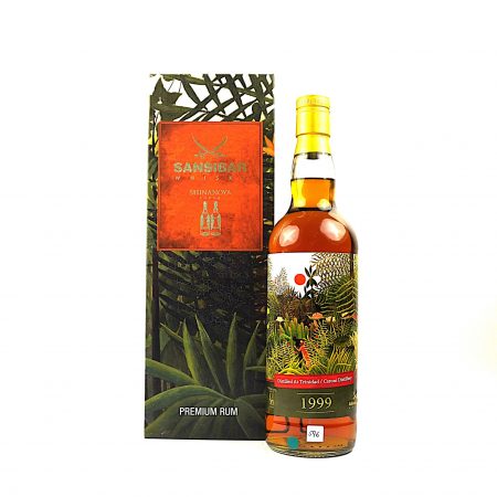 Caroni 1999 Sansibar Shinanoya 21 Jahre Trinidad Rum Flasche Vorderseite mit Originalverpackung