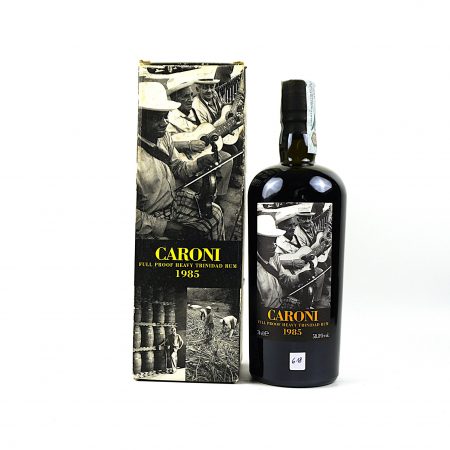 Caroni 1985 Velier Full Proof Heavy 21 Jahre Trinidad Rum Flasche Vorderseite mit Originalverpackung