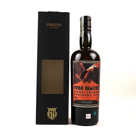 Enmore 1988 Samaroli Wood Colour Rum Vorderseite mit Originalverpackung