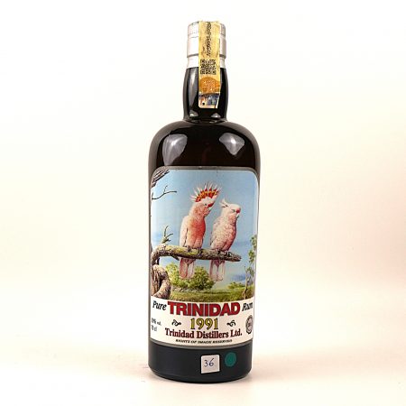 Trinidad Distillers 1991 Silver Seal Wildlife No.2 – Special Bottling Rumflasche mit Kakadu-Motiv, Originalverschluss, perfektem Füllstand und Originaletikett.