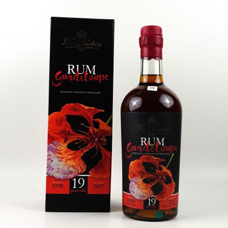 Bellevue 1998 The Duchess 19 Jahre Rum Flasche Vorderseite mit Originalverpackung